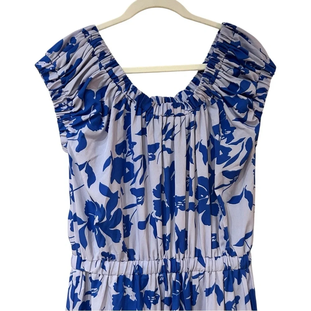 NEW Easel Floral Print Off Shoulder Challis Maxi Dress Sz S Tie Waist Sundress - Picture 9 of 10